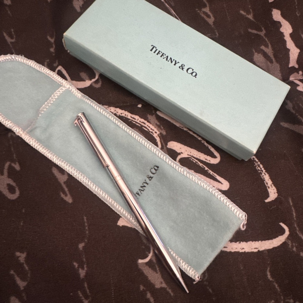 Tiffany & Co. T&C T Shaped Clip Sterling Silver 925 Ballpoint Pen w/ Box & Pouch